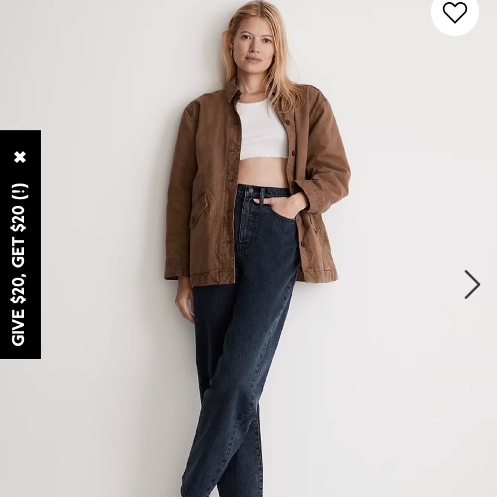 NWT Madewell Garment-Dyed Crockett Canvas Jacket xs